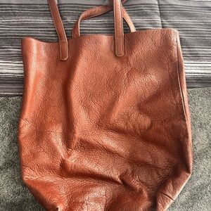 Leather Tote Bag in Brown by